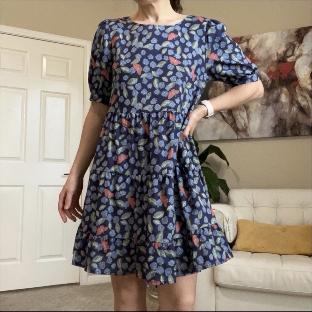 Princess Highway Fluttering In Berries Linen Blend Dress Butterfly Blackberry 10